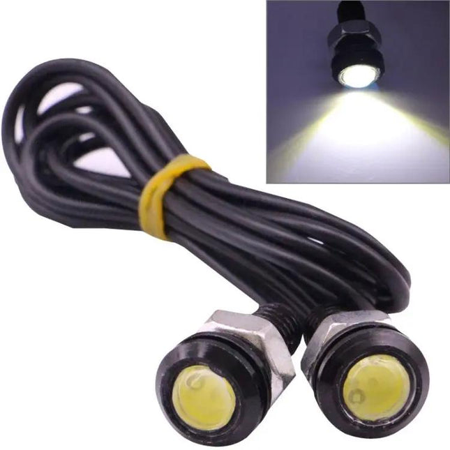 Two Pack Waterproof Eagle Eye White LED Lights For Vehicles, 60cm Cable