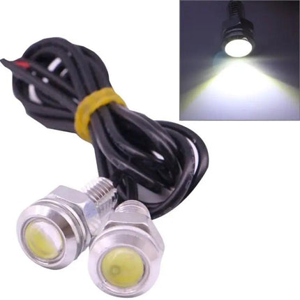 Two Pack Waterproof Eagle Eye White LED Lights For Vehicles, 60cm Cable