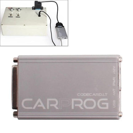 Carprog Tool for Everyday Car Repair and Maintenance Tasks compact silver unit with cables for ECU programming, EEPROM support, immobilizer and airbag resets