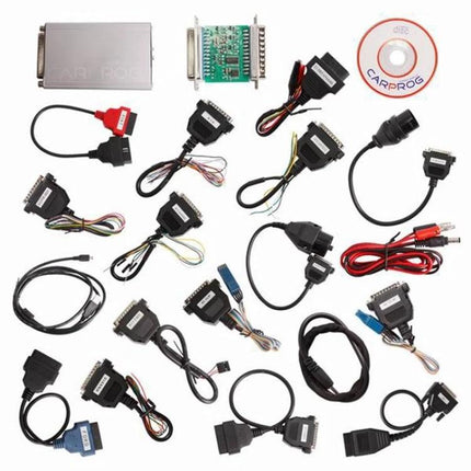 Carprog Tool for Everyday Car Repair and Maintenance Tasks with multiple diagnostic cables, adapters, EEPROM support and CD kit