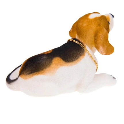Lucky Beagle Shake-Head Car Ornament For Everyday Car Decor And Gifts - compact beagle dashboard shake-head figurine with gold chain