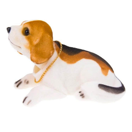 Lucky Beagle Shake-Head Car Ornament For Everyday Car Decor And Gifts - compact battery-free beagle dashboard shake-head figurine with gold chain