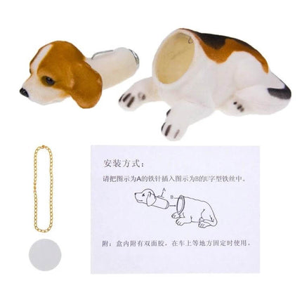 Lucky Beagle Shake-Head Car Ornament For Everyday Car Decor And Gifts - small beagle bobble kit with head, body, chain and mounting pad