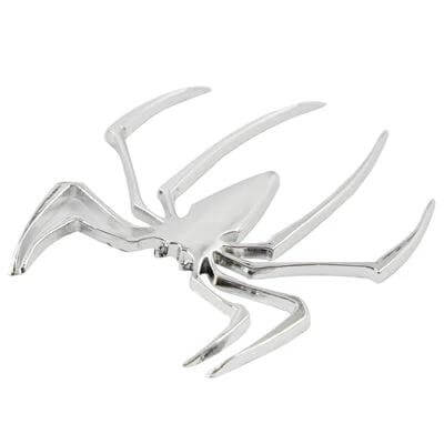 Metal Spider Chrome Badges with Adhesive, 75mm x 60mm - chrome metal spider badge with self-adhesive backing for cars, laptops and home
