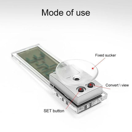 Car Thermometer for Monitoring Temperature on Daily Drives - LCD unit with fixed sucker, SET button and display for dashboard or windshield use