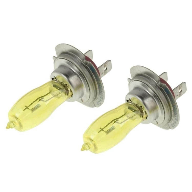HOD H7 Halogen Bulbs 12V 3500K Yellow Light For Car Headlights - pair of yellow-tinted H7 halogen headlight replacement bulbs