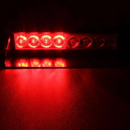Car Emergency Dash Strobe Light With Three Modes For Vehicle Safety - red 8-LED strobe mounted on dash, plugs into 12V cigarette lighter