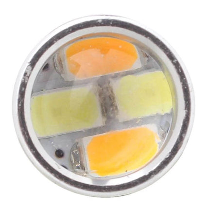 LED Car Brake Light Bulb, Yellow and White for Parking and Signals close-up of dual-color LED chip showing yellow and white emitters