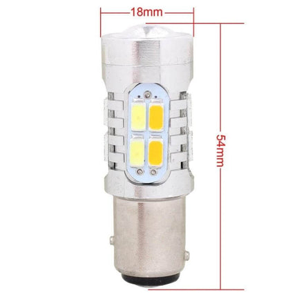 LED Car Brake Light Bulb, Yellow and White for Parking and Signals shown with 18mm x 54mm dimensions and dual-color LED chips