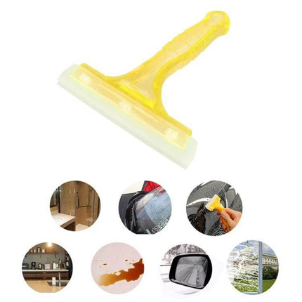 Car Window Glass Wiper with Non-Slip Handle for Easy Cleaning - yellow handheld squeegee for car windows, windshields, mirrors, streak-free cleaning