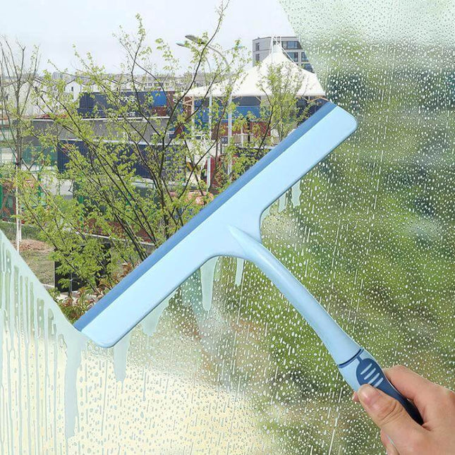 KANEED 24.5 x 24cm Car Window Glass Wiper with Plastic Handle being used to squeegee soapy water from a car/house window