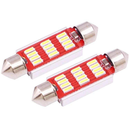 Car License Plate Lights 39mm CANBUS LED Bulbs 2 Pack - compact 39mm CANBUS LED license plate bulbs with aluminum shell, plug-and-play replacement