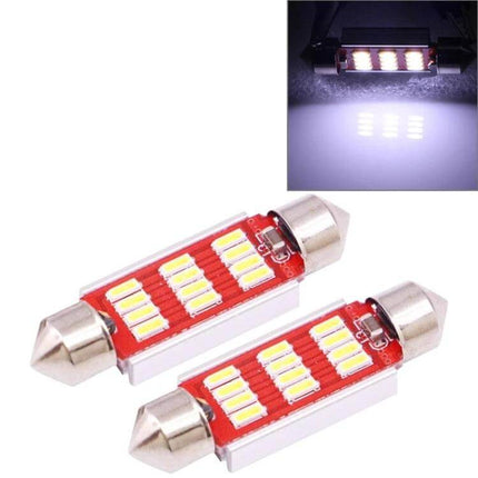 License Plate LED Lights For Cars 41mm Fit Easy To Install - pair of 41mm CAN bus replacement LED bulbs with aluminum housing