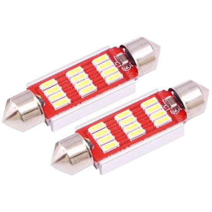 License Plate LED Lights For Cars 41mm Fit Easy To Install - pair of 41mm CAN bus-compatible aluminum alloy license plate LED bulbs, tool-free install