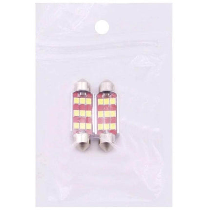 License Plate LED Lights For Cars 41mm Fit Easy To Install - pair of 41mm CAN bus LED bulbs in aluminum housing for license plate replacement