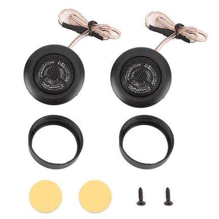 Two Pack Mini Dome Car Tweeters For Smooth Everyday Sound - compact 12V dome tweeter pair with mounting rings, wires and screws for easy car audio upgrade