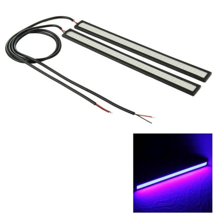 Blue DRL LED Light Bar for Cars, 2-Pack Waterproof Daytime Running Lights - slim aluminum COB blue daytime running light strips with wiring