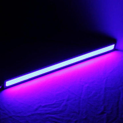 Blue DRL LED Light Bar for Cars, 2-Pack Waterproof Daytime Running Lights - blue COB LED bar in aluminum housing glowing on surface