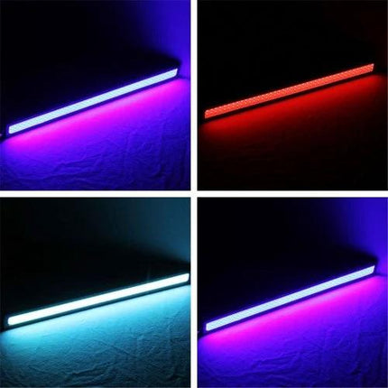 Blue DRL LED Light Bar for Cars, 2-Pack Waterproof Daytime Running Lights - blue COB LED aluminum alloy DRL strips shown in multiple colors