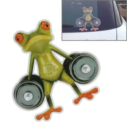 Frog Pattern Car Sticker for Vehicle Decoration, 15.5x12.5 cm - whimsical frog lifting weights decal for car doors, hoods or bumpers