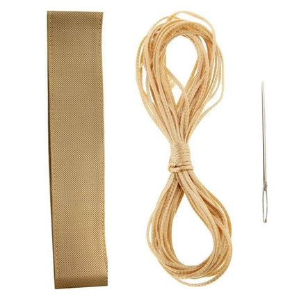 PU Leather Steering Wheel Cover With Needle And Thread 54x10.5cm - beige PU strip, beige thread bundle and sewing needle kit for DIY installation