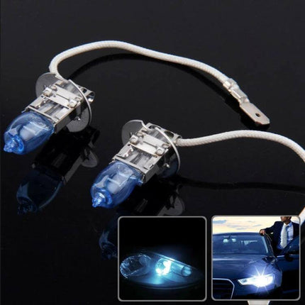 Halogen Car Headlight Bulb Direct Replacement Pair with 9005 socket stainless lamp holder and wiring for 12V vehicles