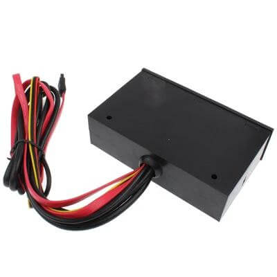 5.25 Inch PC Media Panel with USB Ports and Card Reader black module with USB and card reader wiring for PC front bay expansion