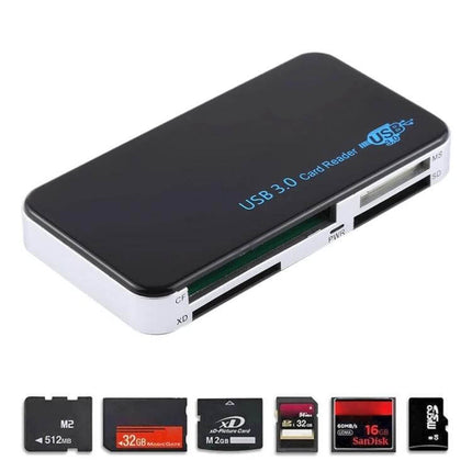 USB 3.0 Card Reader for Various Memory Cards and Devices - compact multi-slot USB 3.0 reader with SD, microSD, M2, XD, CF card support