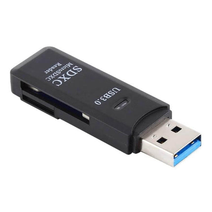 Dual Slot USB 3.0 Card Reader for SD and Micro SD Cards — black USB 3.0 SDXC/MicroSD card reader for fast photo and file transfers