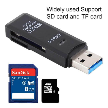 Dual Slot USB 3.0 Card Reader for SD and Micro SD Cards - black USB 3.0 reader with SD and Micro SD cards, supports SDHC/SDXC, plug-and-play