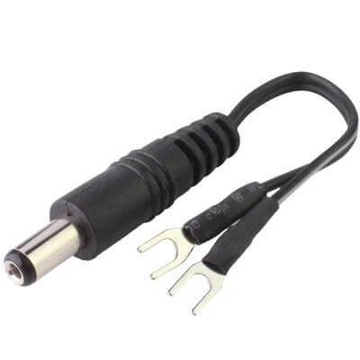 Passive Twisted Pair Video Transceiver for CCTV Surveillance - black DC jack with fork terminals for CCTV video transmission over twisted pair
