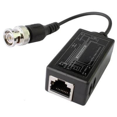 Passive BNC Video Balun Transceiver for CCTV Systems, black BNC to RJ45 passive video balun for CCTV camera wiring