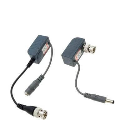 CCTV Balun for Video, Audio, and Power Transmission in Security Systems - pair of UTP to BNC power baluns for CCTV camera installation