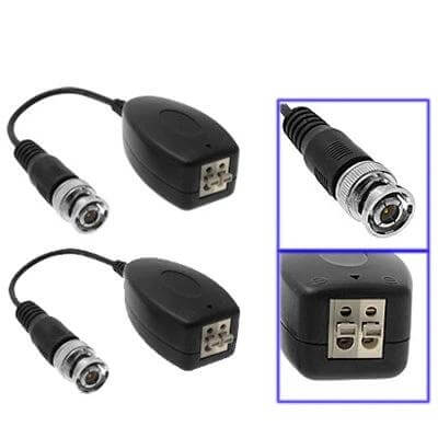 Passive UTP Video Transceiver for CCTV Surveillance Systems - pair of passive BNC to UTP baluns for Cat5/5e CCTV video up to 600m