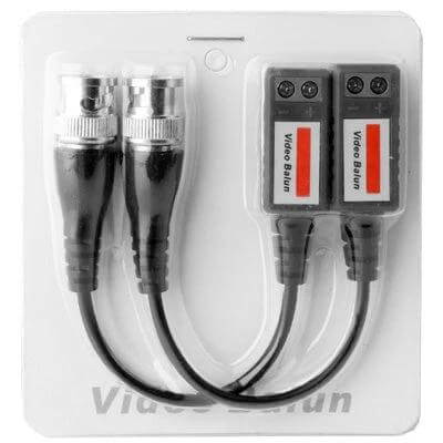 Pack of 2 Single Channel Passive Video Transceivers for CCTV - two BNC-to-UTP video baluns in blister pack for CCTV camera extension over CAT5