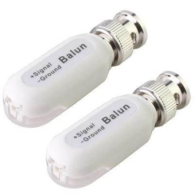 Passive Video Balun for CCTV Signal Extension via CAT5 Cable white BNC-to-CAT5 passive balun pair for home office warehouse CCTV