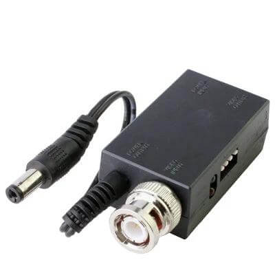 Active UTP Video Transmitter for Reliable Signal Transmission - black BNC to DC video transmitter unit for surveillance over UTP CAT cable