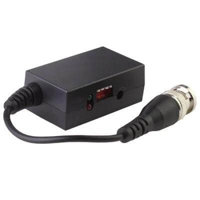 Active UTP Video Receiver for Secure Video Transmission black inline receiver box with BNC cable for CCTV noise-resistant differential signal