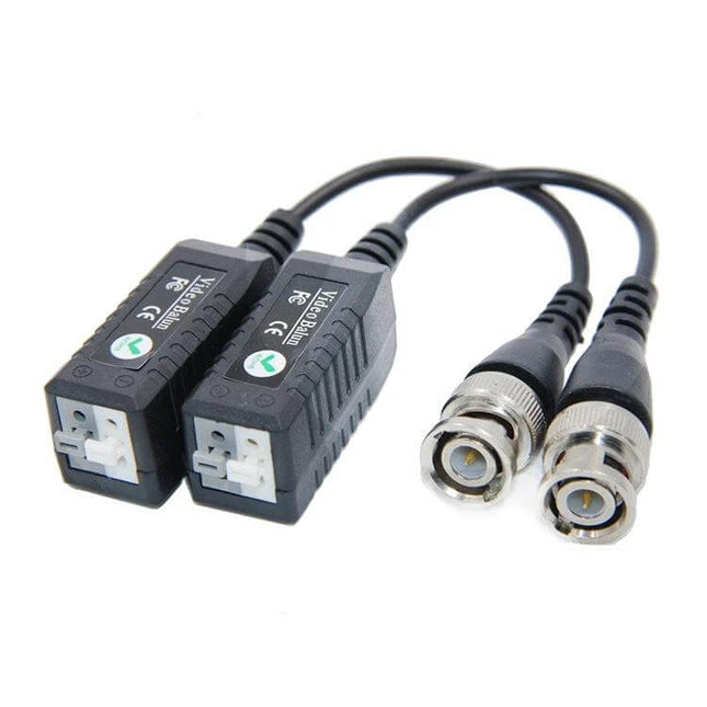 CCTV Passive UTP Video Transceiver for Twisted Pair Cables showing BNC-to-UTP passive video adapters for extending surveillance feeds