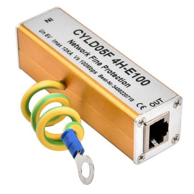 Ethernet Network Surge Protection Device for Data Safety metal inline RJ45 protector with grounding wire for routers and switches