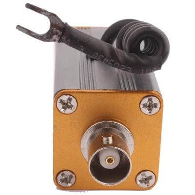 BNC Coaxial Surge Protector for Video Signal Equipment front BNC connector and grounding wire