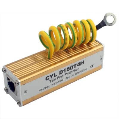 Telecom Surge Protector for Audio Signal Devices with RJ11 port and grounding coil for home and office audio surge protection