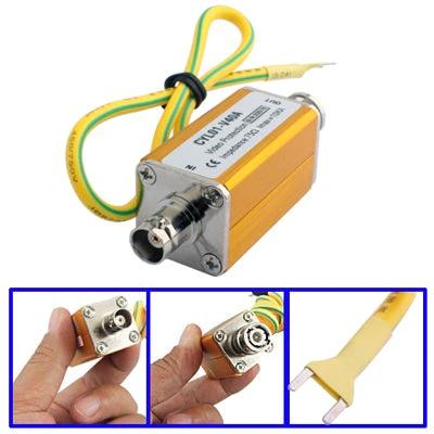 Coaxial Cable Surge Arrester for Video Signal Protection compact aluminum protector with BNC connector and grounding wire for outdoor cameras