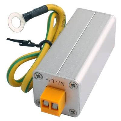 Power Surge Arrester for Household Electrical Protection compact silver surge protector module for AC220V with grounding cable