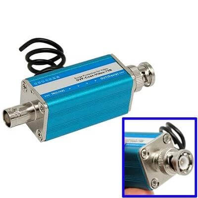 Surge Arrester for CCTV Video Systems with BNC Connector - blue inline coaxial surge protector for outdoor security cameras