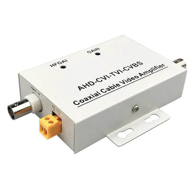 Video Signal Amplifier for Remote Transmission Systems compact coaxial cable video amplifier for long-distance CCTV and security camera feeds