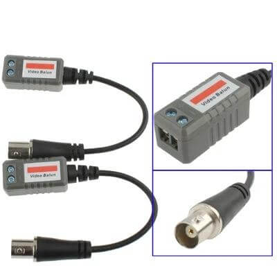 Passive Video Transceiver Set for CCTV Transmission - passive video balun pair with BNC to UTP CAT5 cable connectors