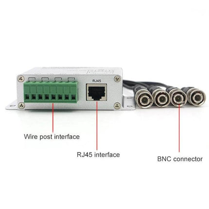 Passive 4-Channel UTP Video Balun for CCTV Systems metal balun with RJ45 port wire post interface and four BNC connectors