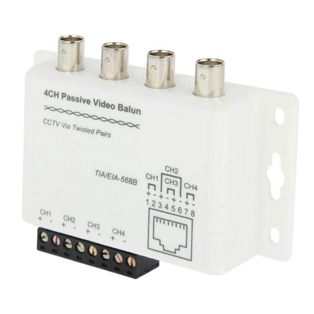 4 Channel Passive UTP Video Balun for CCTV Transmission - white 4-channel passive video balun with BNC and terminal block for twisted-pair CCTV