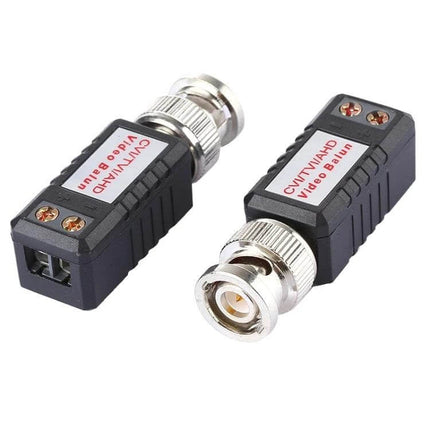 Passive Video Balun Set for HD Security Camera Signal Transmission, pair of passive BNC-to-twisted-pair adapters for CCTV cable runs